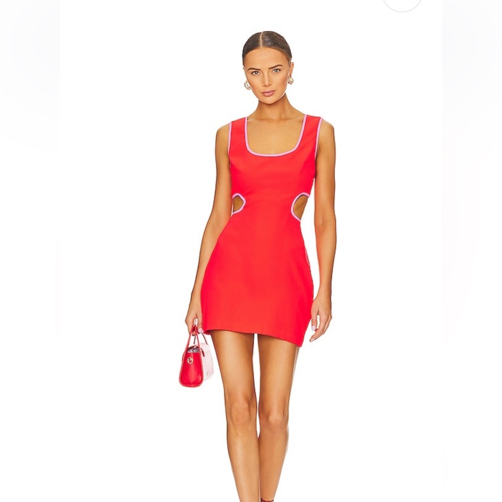 Amanda Uprichard  x REVOLVE Beeba Dress in Crimson & Shocking Pink